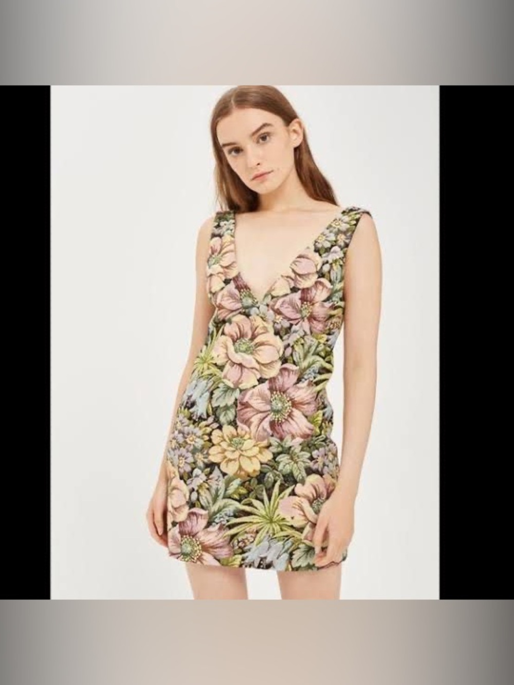 Topshop Floral Tapestry Mini Dress Size US 4 NWT Gobelin Textured Statement